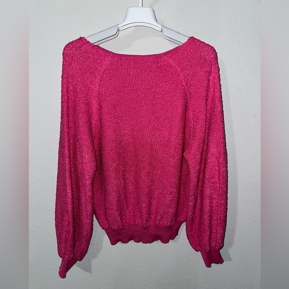 CODE X MODE blouson v neck hot pink knit sweater XS - Picture 4 of 9